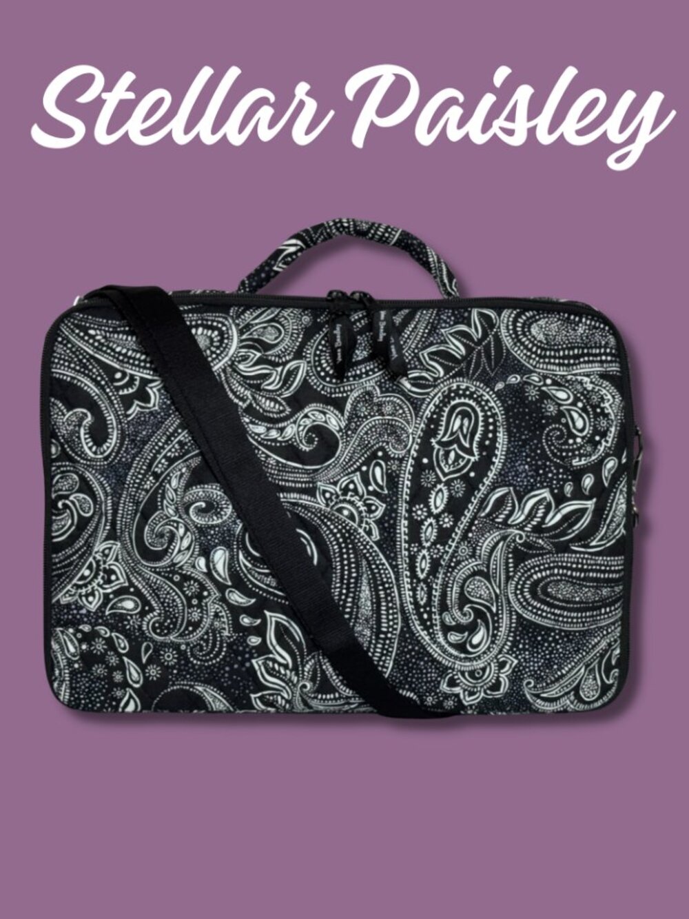 Vera Bradley Stellar Paisley Laptop Messenger Bag Quilted Cotton Work Travel